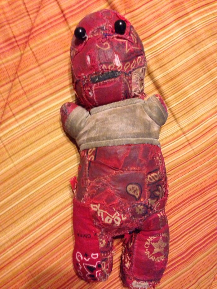 This Is Bear, He's 36 Years Old, And Used To Be A Pink Teddy Bear! Very Well Loved!