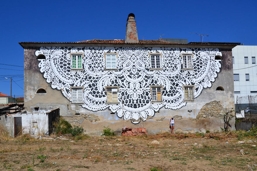 I Cover City Streets In Lace Street Art