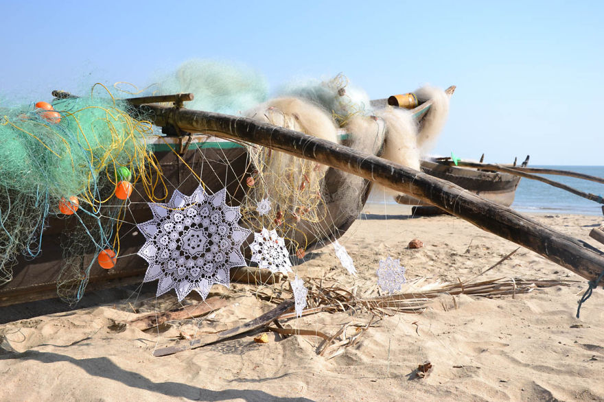 I Cover City Streets In Lace Street Art