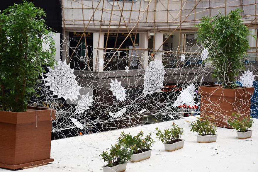 I Cover City Streets In Lace Street Art