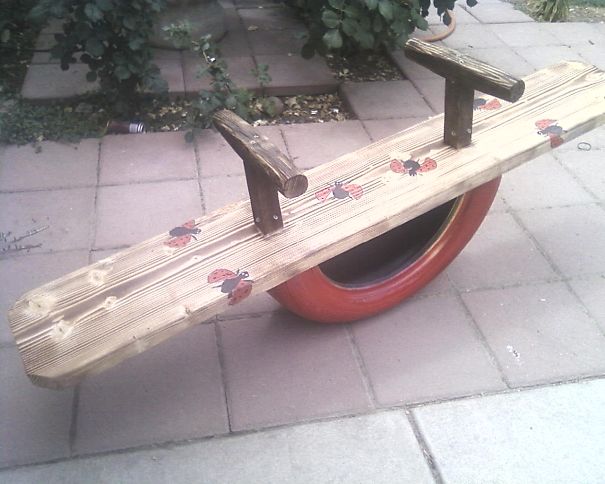 Tire See Saw...reclaimed Wood, And Hand Painted.