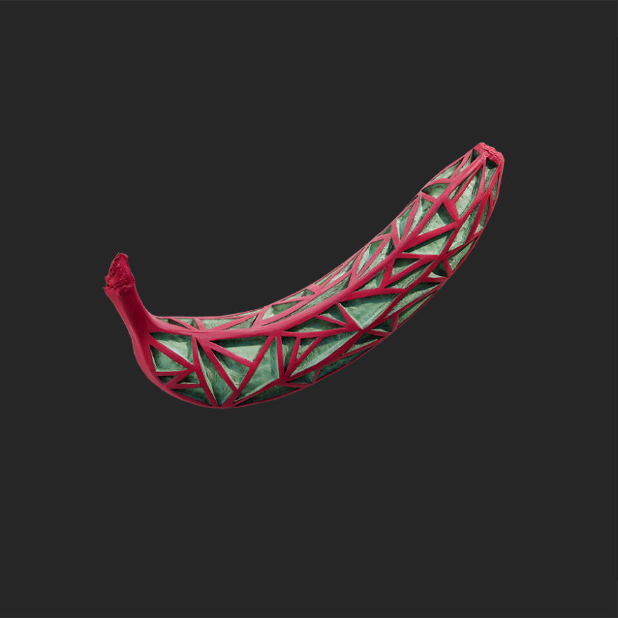 I Hand-Carve Bananas Into Geometric Patterns
