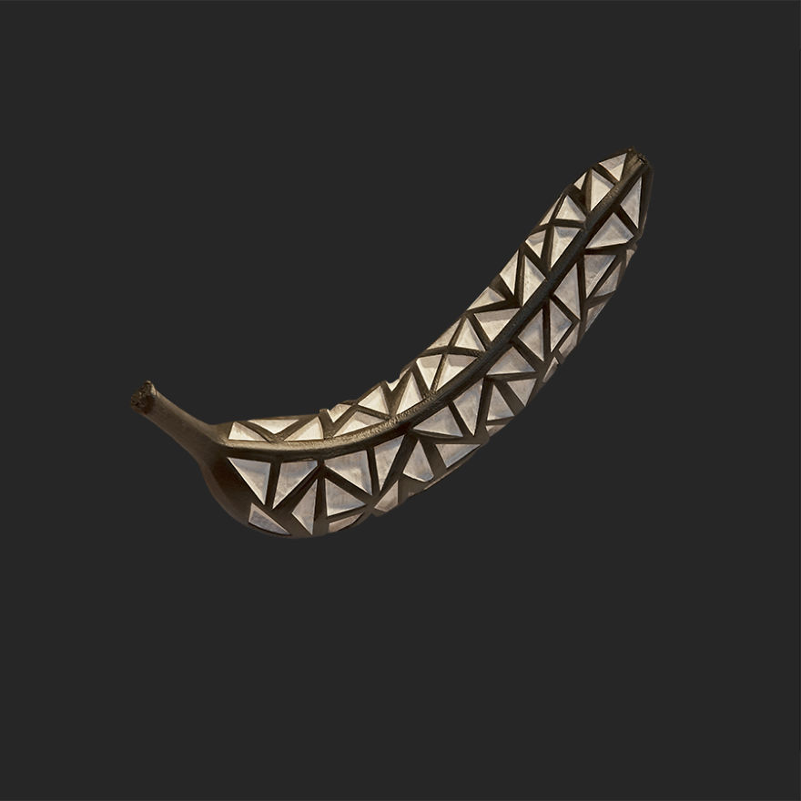 I Hand-Carve Bananas Into Geometric Patterns