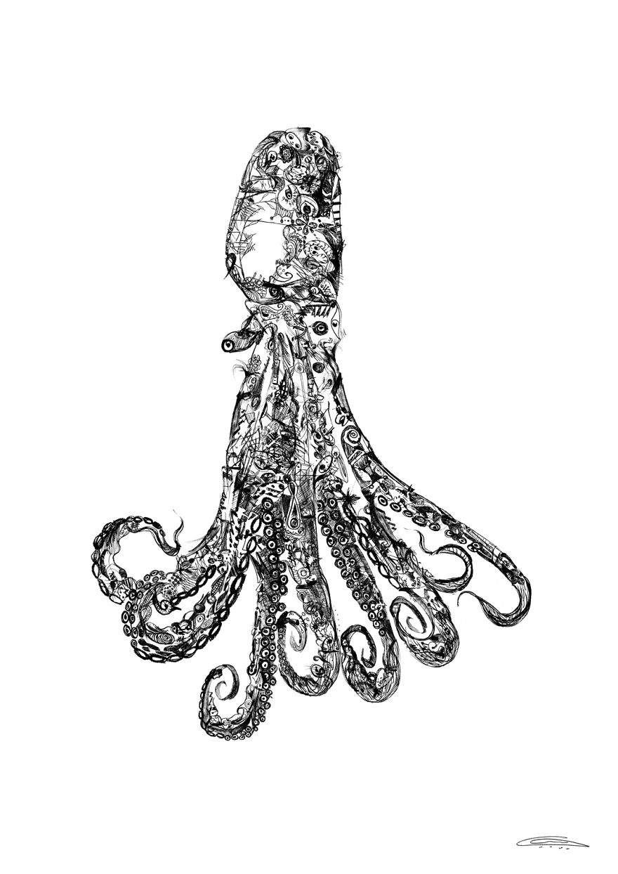 I Merge 100s Of Smaller Doodles Into Larger Illustrations