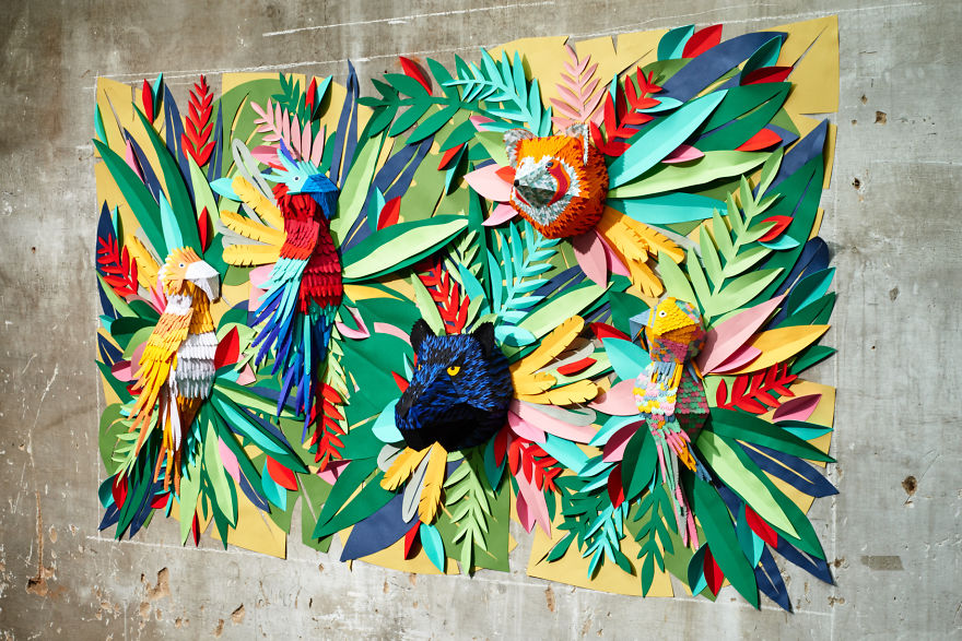 I've Spent 2 Weeks Making This Animal Mural From 1000s Of Small Paper Pieces I've Spent 2 Weeks Making This Animal Mural From 1000s Of Small Paper Pieces
