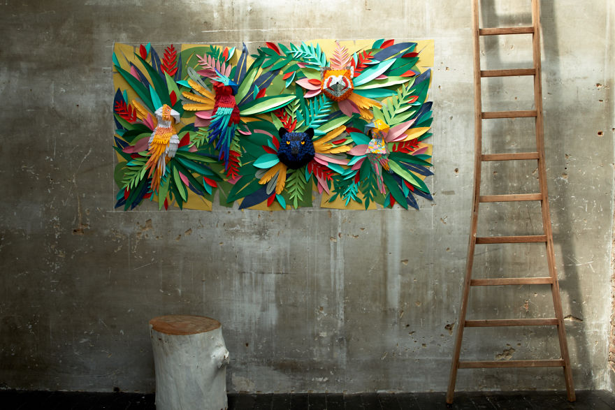 I've Spent 2 Weeks Making This Animal Mural From 1000s Of Small Paper Pieces I've Spent 2 Weeks Making This Animal Mural From 1000s Of Small Paper Pieces