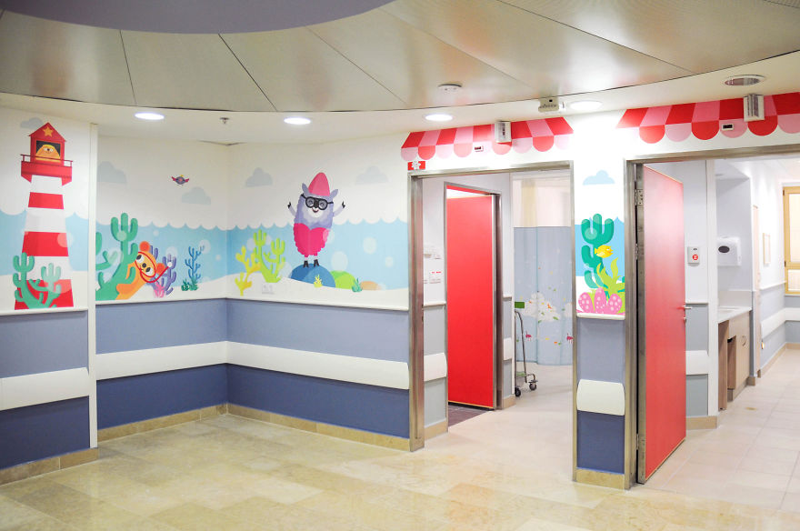I Volunteered To Decorate A Hospital's Paediatric Department Walls To Make Kids Happier