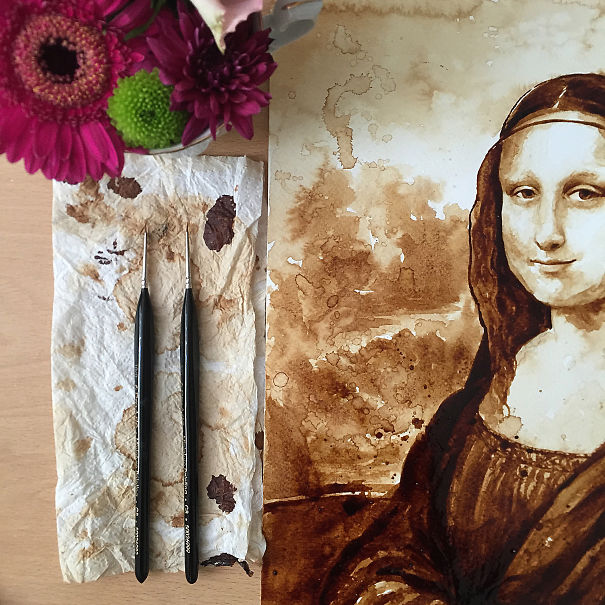 My New Mona Lisa Coffee Painting Took Me 10 Hours