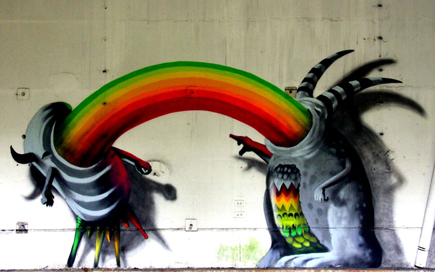 Monzter: Artist Hides Monster Murals Inside Abandoned Buildings In Berlin Monzter: Artist Hides Monster Murals Inside Abandoned Buildings In Berlin
