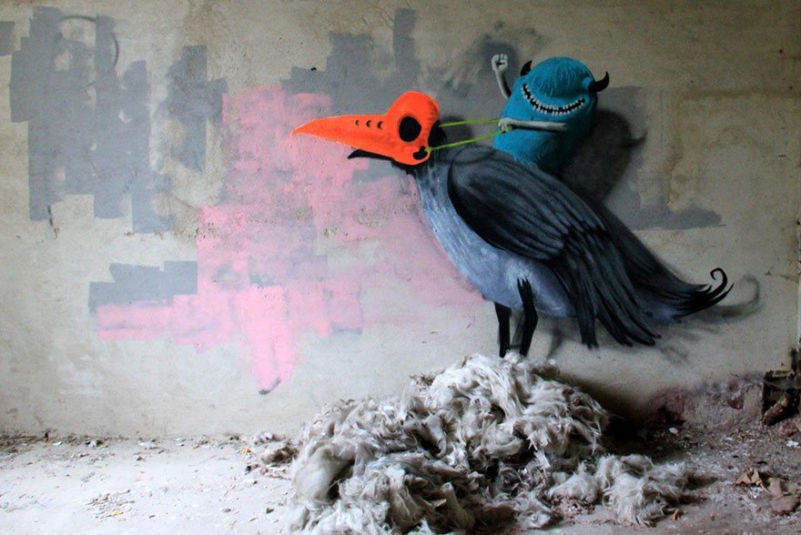 Monzter: Artist Hides Monster Murals Inside Abandoned Buildings In Berlin Monzter: Artist Hides Monster Murals Inside Abandoned Buildings In Berlin