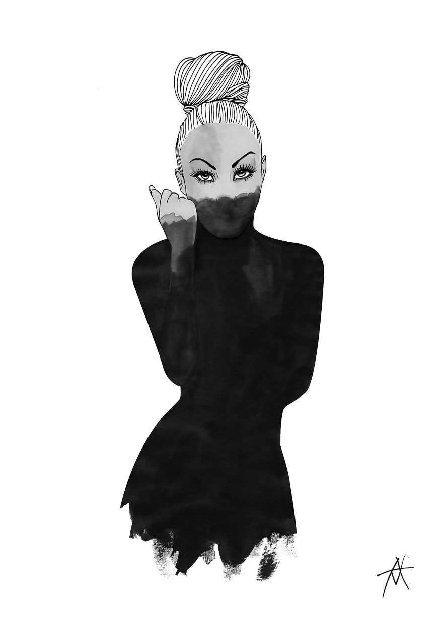 My Watercolor And Ink Paintings Of Graceful Women