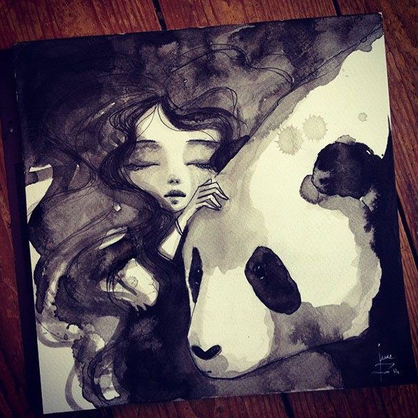 Panda & Maiden Ink Illustrations: I Never Used Ink Before And I Truly Enjoyed It