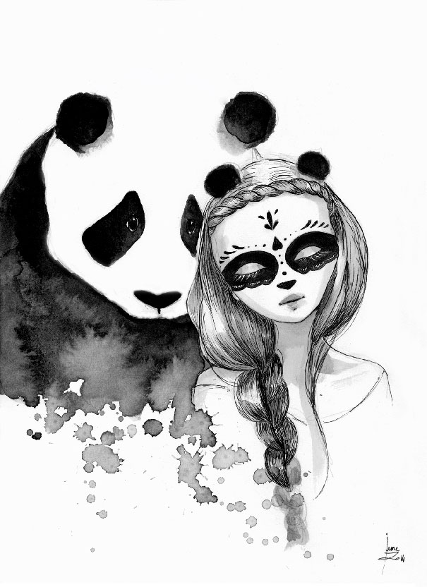 Panda & Maiden Ink Illustrations: I Never Used Ink Before And I Truly Enjoyed It