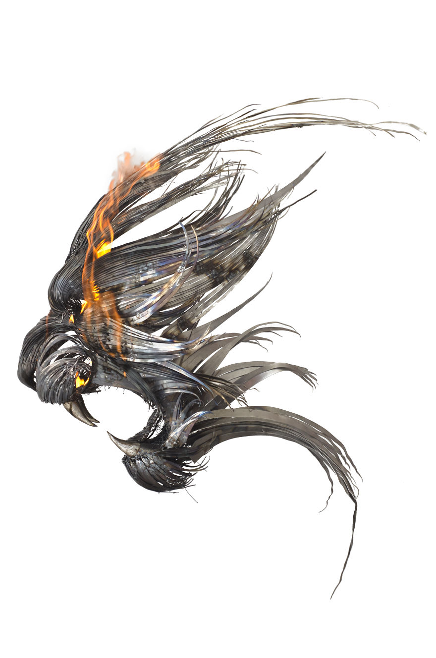 I Hand-Craft Animal Masks From Hammered Steel