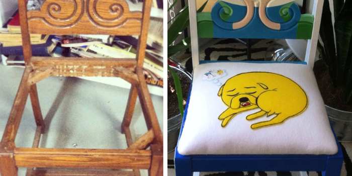Antique Chair Restored And Repainted As Characters From Adventure Time