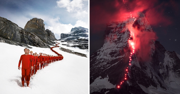 Hundreds Of Mountaineers Climb The Alps For Epic Photoshoot