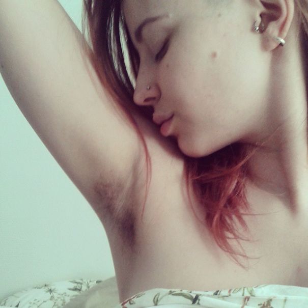 Woman Showing Her Armpit Hair