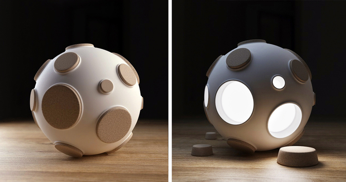 Moon Lamp That Lights Up When You Remove Corks From Its Craters