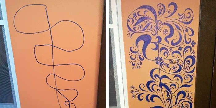 Creative Kid Draws On Wall, More Creative Mom Fixes It