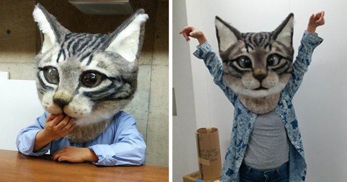 Giant Realistic Wool Cat Head Is Both Cute And Terrifying