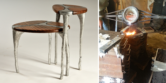 I Make Unique Furniture By Pouring Cast Aluminum Onto Wood