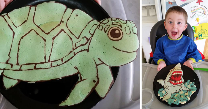 Dad Makes Colorful Artistic Pancakes For His Kid