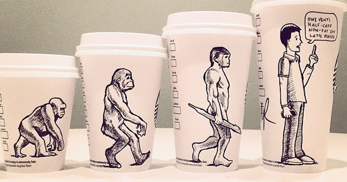 Man Turns Starbucks Cups Into Fun Comics