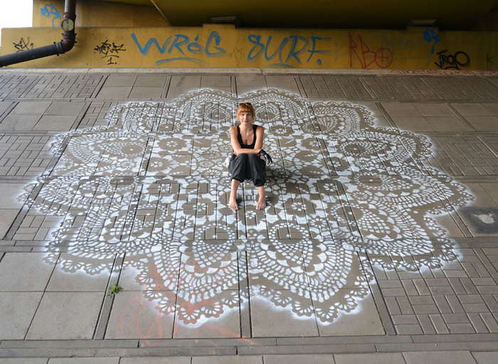 Polish Artist Covers City Streets In Intricate Lace Patterns