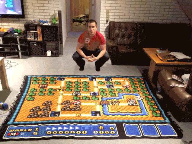 crocheted-super-mario-blanket-kjetil-nordin-11 crocheted-super-mario-blanket-kjetil-nordin-11