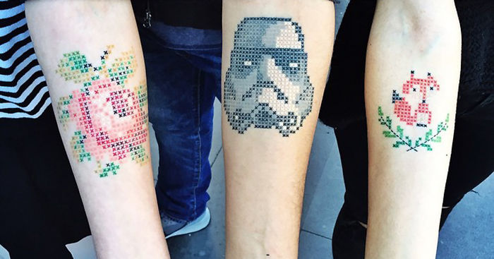 Cross-Stitch Tattoos By Turkish Artist Eva Krbdk