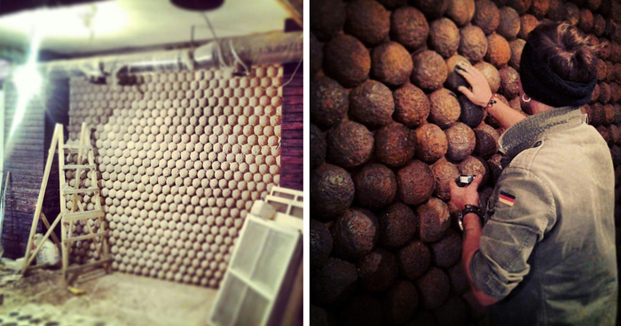 I Made A Wall Of 729 Rusty Cannonballs