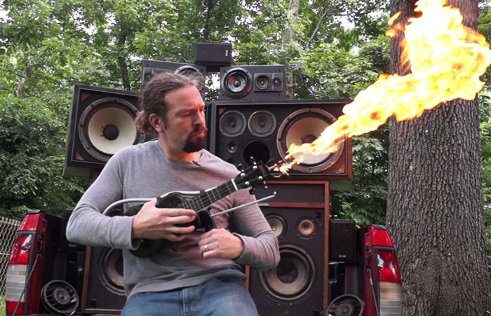 Guy Builds Flamethrower Ukulele Inspired By Guitar Used In ‘Mad Max’