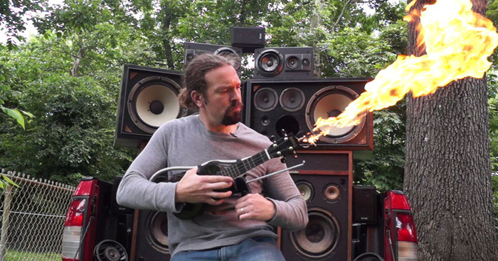 Guy Builds Flamethrower Ukulele Inspired By Guitar Used In ‘Mad Max’