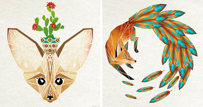 Inspired By Tangram, I Started Creating Geometric Illustrations Of Animals