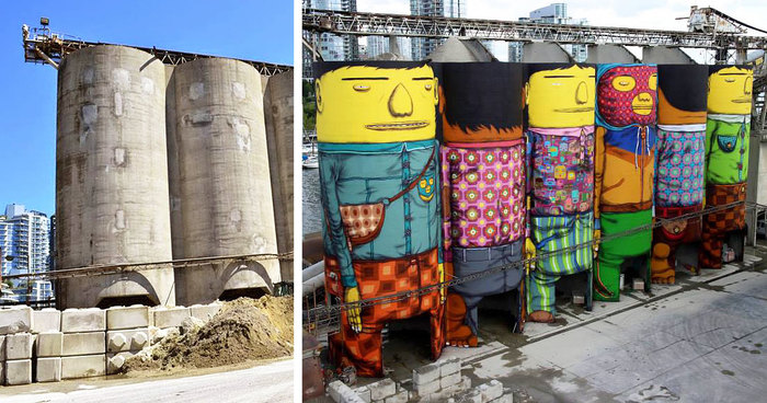 Twin Brothers Turn 70 Ft Silos In Vancouver Into Colorful Giants
