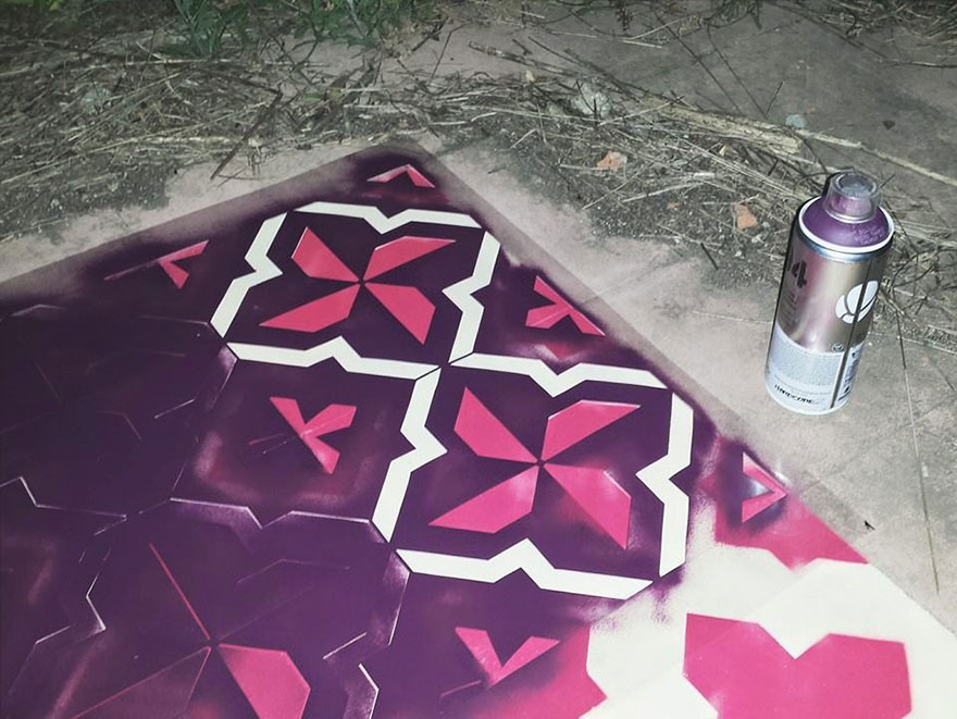 graffiti-spray-paint-tile-pattern-floor-installations-javier-de-riba-8 graffiti-spray-paint-tile-pattern-floor-installations-javier-de-riba-8