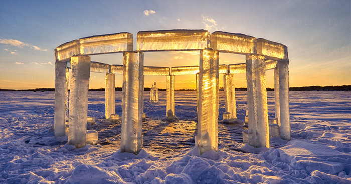 Five Friends Build “Icehenge” In The Middle Of A Frozen Lake