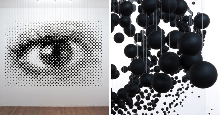 1,252 Floating Balls Form An Eye When Looking From The Right Angle