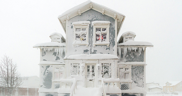 Snow Storm In Akureyri, North Iceland