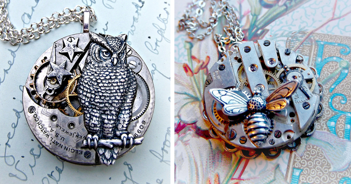 Mother And Daughter Turn Used Antique Pocketwatch Parts Into One-Of-A-Kind Jewelry