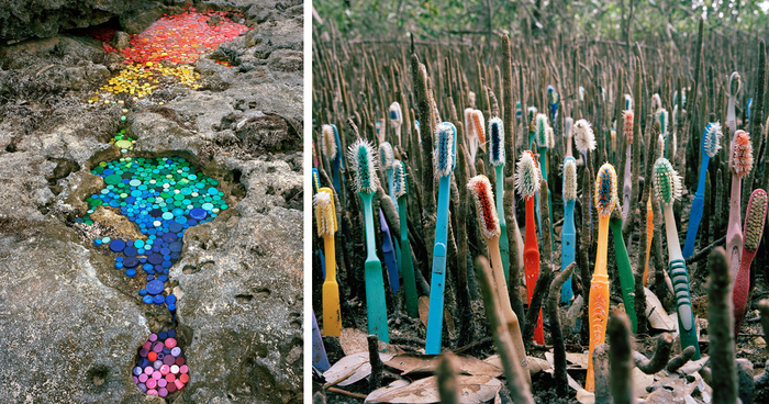 Artist Creates Art From Trash That Washes Up In Mexico From 50 Countries Around The World