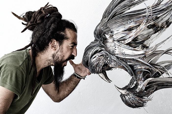 I Hand-Craft Animal Masks From Hammered Steel