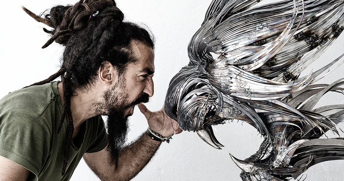 I Hand-Craft Animal Masks From Hammered Steel