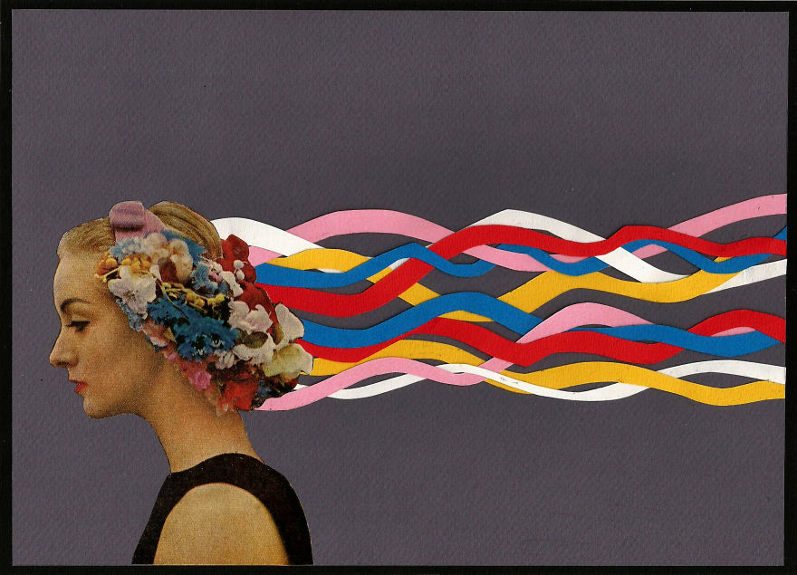 My Handmade Collages From Old Magazines And Colored Paper