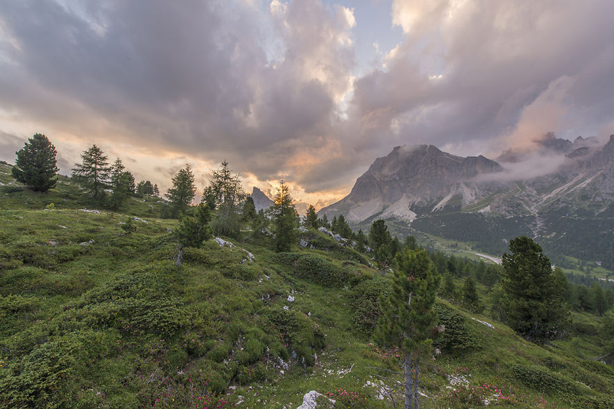 Beautiful Sunset At Lake Limedes In The Dolomites Beautiful Sunset At Lake Limedes In The Dolomites