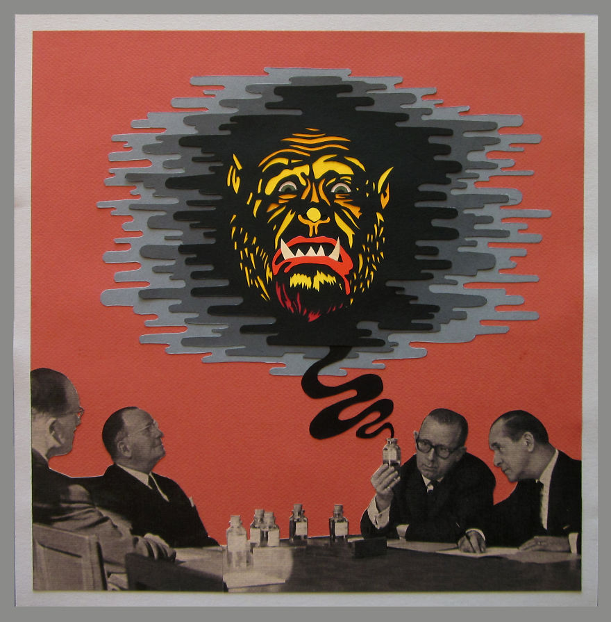 My Handmade Collages From Old Magazines And Colored Paper