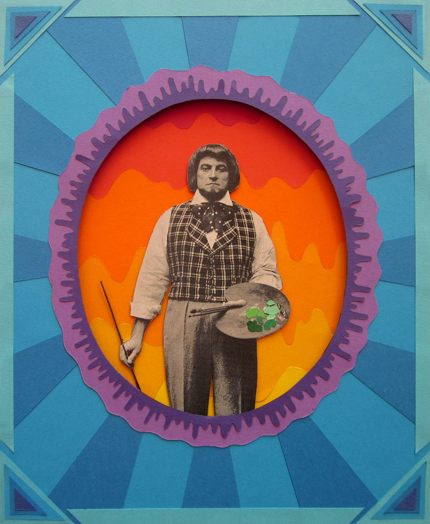 My Handmade Collages From Old Magazines And Colored Paper