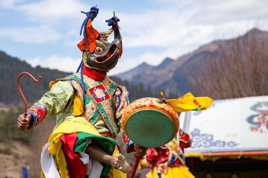 Traditional Costumed Bhutanese Cham Dancers