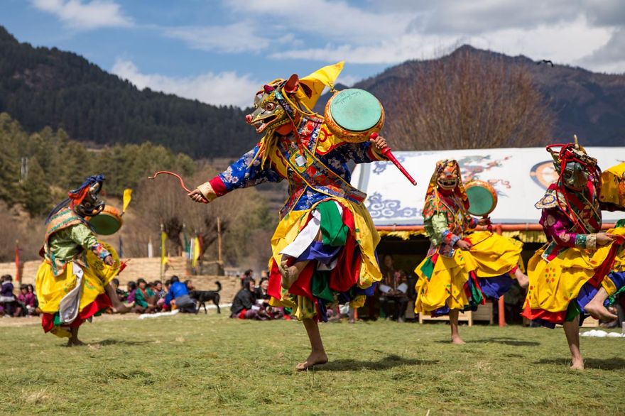 Traditional Costumed Bhutanese Cham Dancers