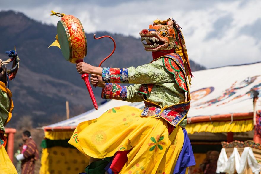 Traditional Costumed Bhutanese Cham Dancers